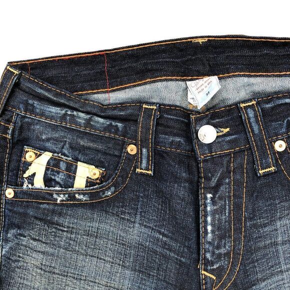 Vintage 2004-2008 True Religion Jeans Size 33 Yellow Horshoe - Picture 5 of 11